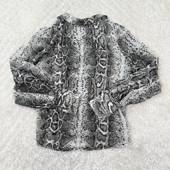 Shein Blouse Women's Large Snakeskin Print Button Down LS Mob Wife Office - Picture 2 of 7